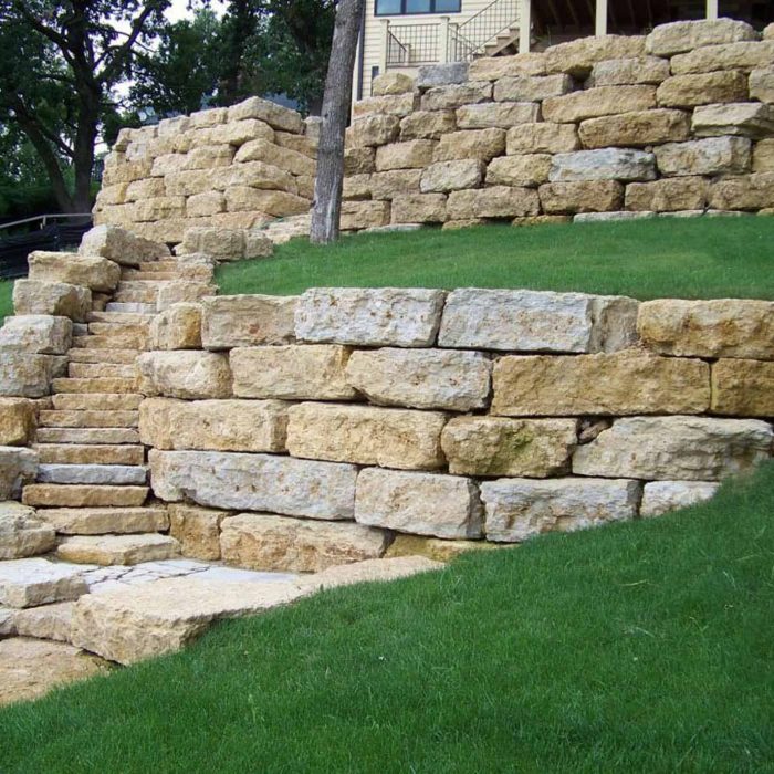 Natural Stone Retaining Wall with Steps